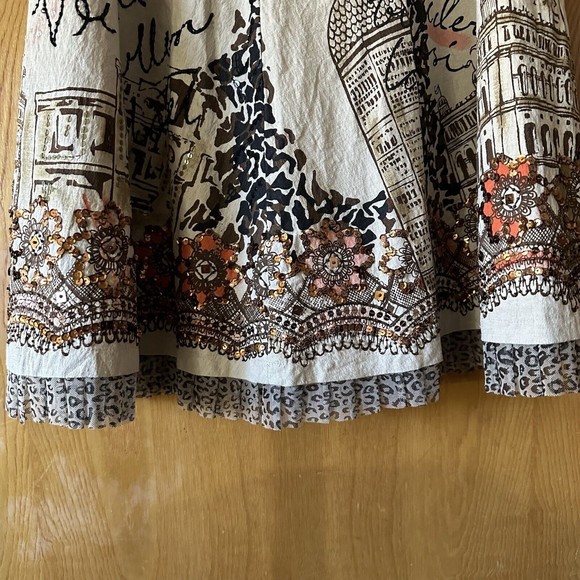 Basil & Maude Skirt Sz 2 Beaded Embroidered A-Line Beige Silver Collection Women - Picture 12 of 15